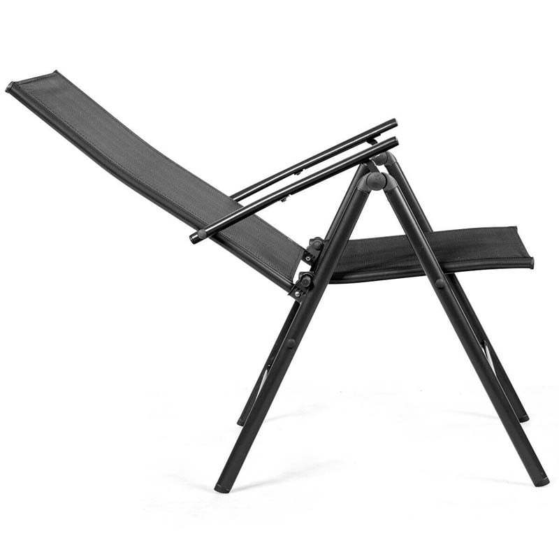 Set of 2 Patio Folding Dining Chairs, Portable High Back Camping Chairs with Armrests & Breathable Fabric, Outdoor Chairs for Garden Poolside Balcony