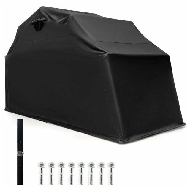 Heavy Duty Motorcycle Storage Shed, Waterproof Motorcycle Garage Shelter with 600D Oxford Cover, Roll-Up Mesh Windows for Vehicles, 136" x 54" x 75"