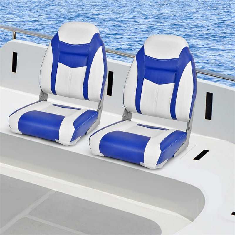 2-Pack High Back Boat Seats, Folding Fishing Boat Seats with Sponge Padding, Stainless Steel Screws & Hinges, Waterproof Boat Captain Chairs