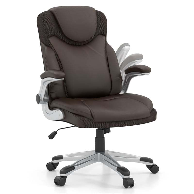 Ergonomic Executive Office Chair High Back PU Leather Desk Chair Swivel Computer Task Chair with Rocking Function & Flip-up Armrests