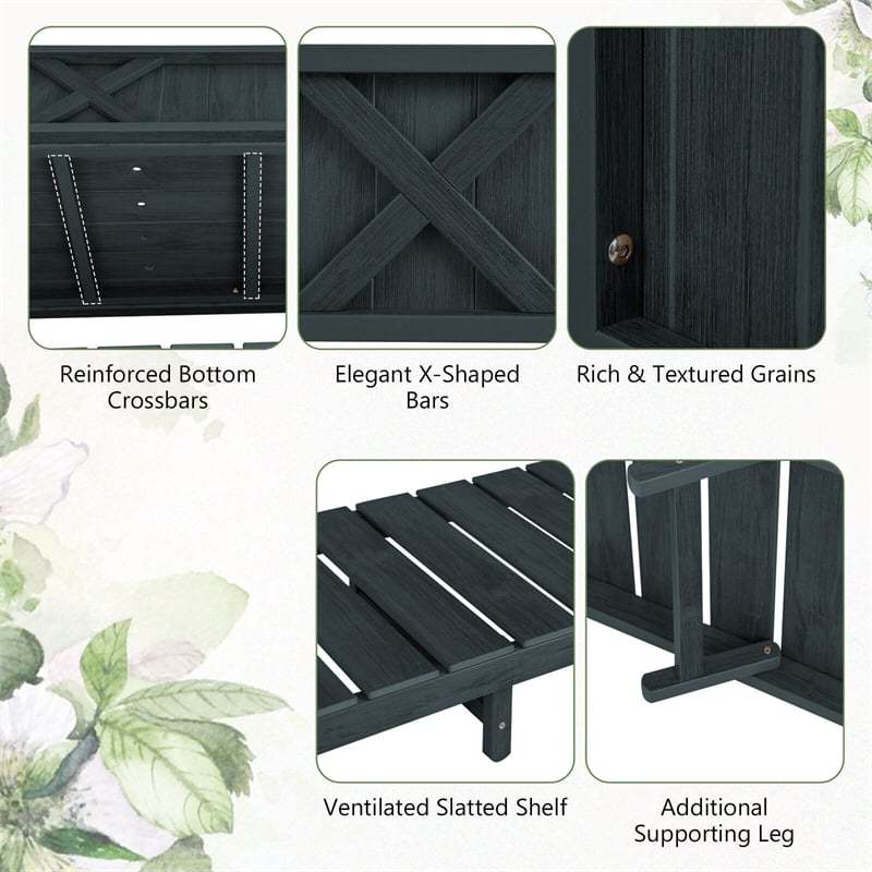 44" HIPS Raised Garden Bed with Legs, Storage Shelf & Drainage Holes, Weatherproof Elevated Planter Box for Backyard, Balcony, Flowers, Herbs