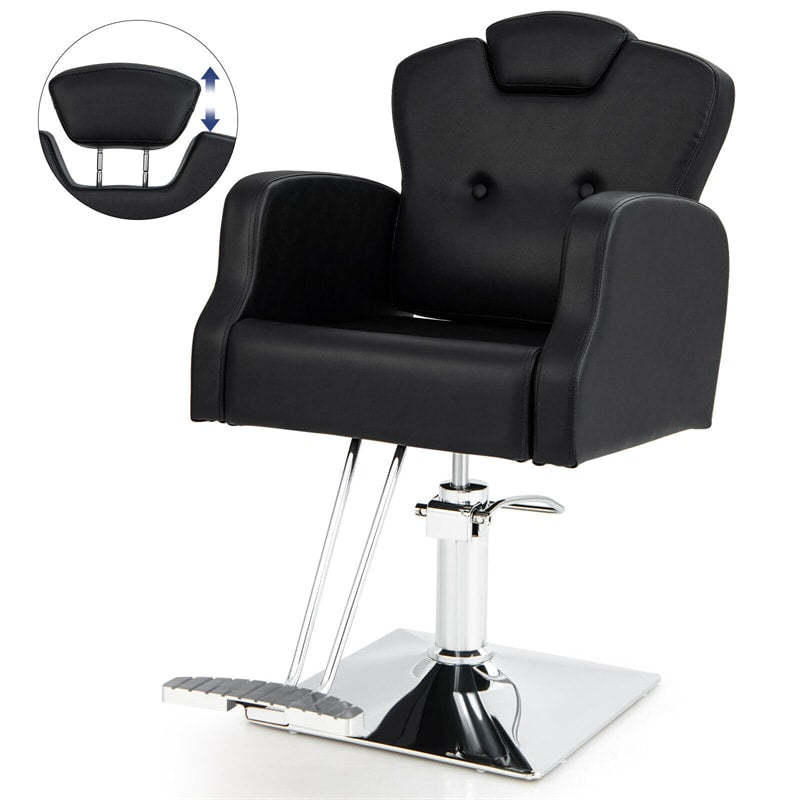 Heavy-Duty Hydraulic Barber Chair with 360° Locking Swivel, Adjustable Headrest & Height, 330LBS Capacity PU Leather Salon Chair for Beauty Salon/Spa