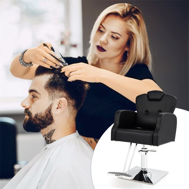Heavy-Duty Hydraulic Barber Chair with 360° Locking Swivel, Adjustable Headrest & Height, 330LBS Capacity PU Leather Salon Chair for Beauty Salon/Spa