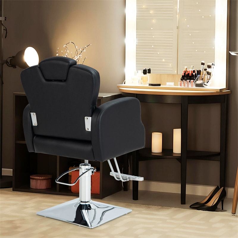 Heavy-Duty Hydraulic Barber Chair with 360° Locking Swivel, Adjustable Headrest & Height, 330LBS Capacity PU Leather Salon Chair for Beauty Salon/Spa
