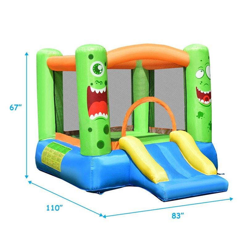 Inflatable Bounce House, Big Mouth Themed Giant Jumping Castle Bouncy House with Slide, Basketball Rim, 480W Blower & Carry Bag