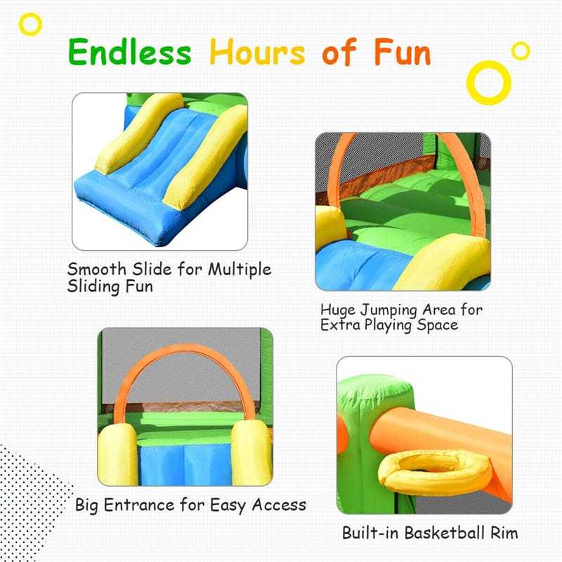 Inflatable Bounce House Big Mouth Themed Giant Jumping Castle Bouncy House with Slide, Basketball Rim & Carry Bag