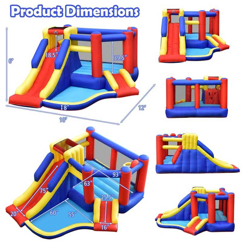 Inflatable Bounce House Kids Jumping Castle Bouncy House with Double Slides & Climbing Wall for Toddlers Backyard Birthday Gifts