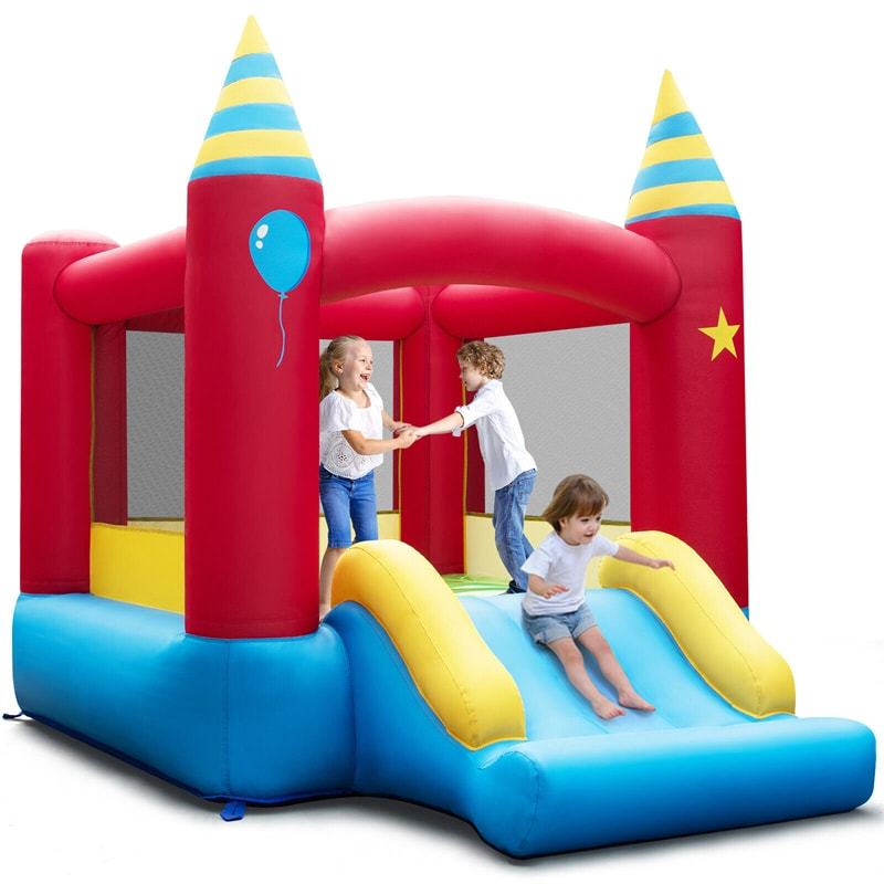 Inflatable Bounce House, Kids Bouncy Castle with Slide & Large Jumping Area for Indoor & Outdoor Fun, Birthday Backyard Party Gifts