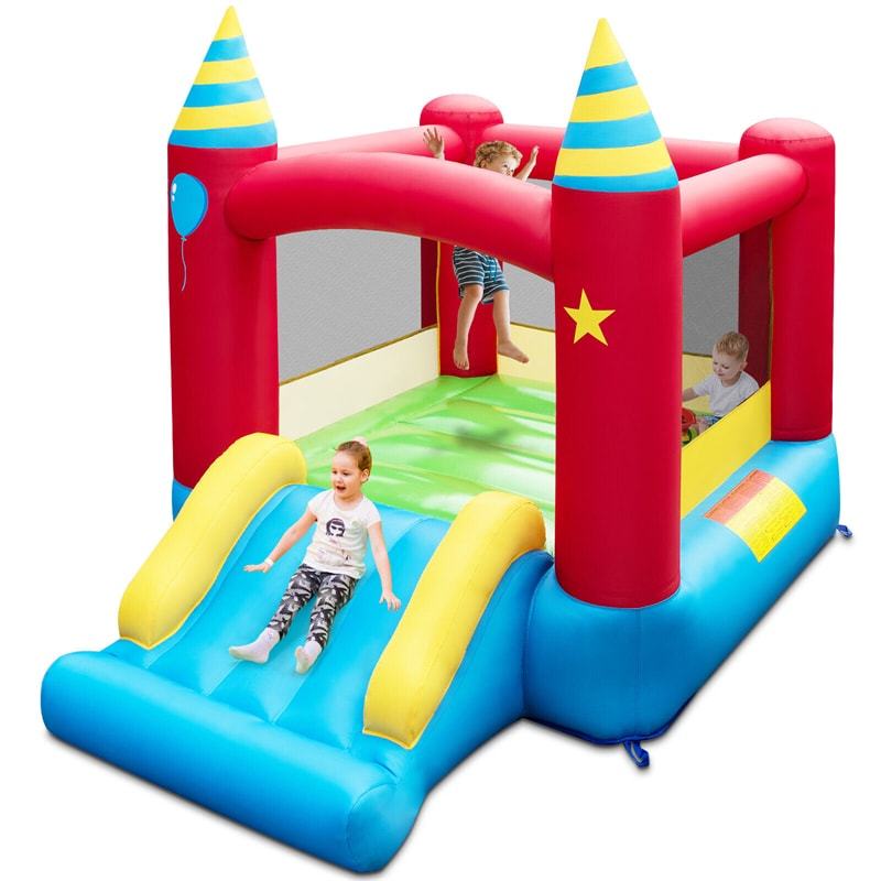 Inflatable Bounce House, Kids Bouncy Castle with Slide & Large Jumping Area for Indoor & Outdoor Fun, Birthday Backyard Party Gifts