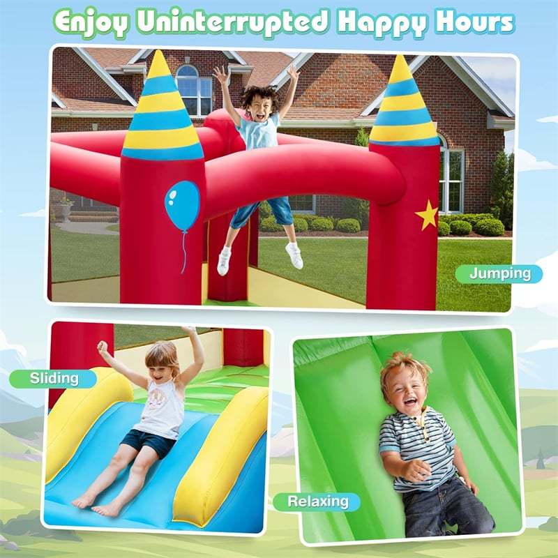 Inflatable Bounce House, Kids Bouncy Castle with Slide & Large Jumping Area for Indoor & Outdoor Fun, Birthday Backyard Party Gifts