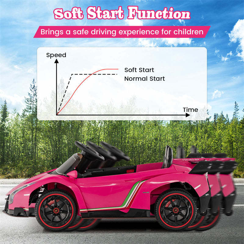 12V Kids Ride-On Car, Licensed Lamborghini 4WD Sports Car with Remote, LED Lights, Hydraulic Doors, Battery-Powered Electric Vehicle, Ages 3-8