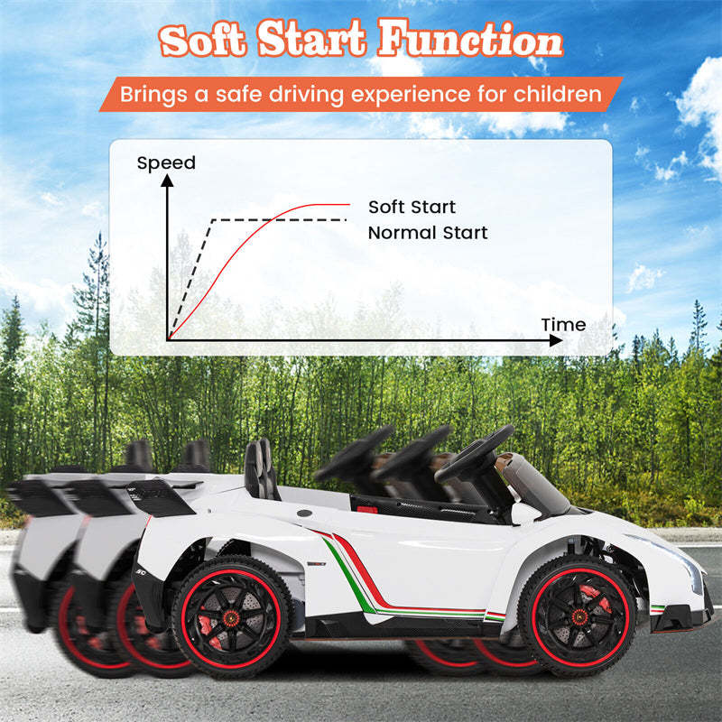 12V Kids Ride-On Car, Licensed Lamborghini 4WD Sports Car with Remote, LED Lights, Hydraulic Doors, Battery-Powered Electric Vehicle, Ages 3-8