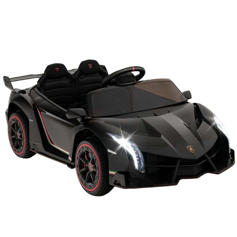 12V Kids Ride-On Car, Licensed Lamborghini 4WD Sports Car with Remote, LED Lights, Hydraulic Doors, Battery-Powered Electric Vehicle, Ages 3-8