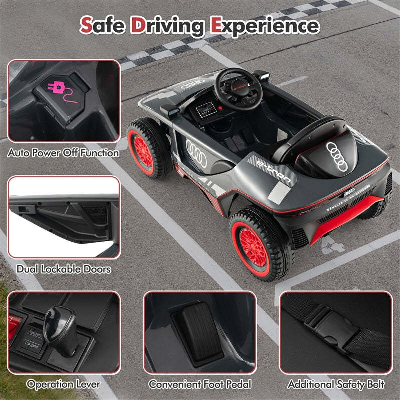 Kids Ride On Car 12V Licensed Audi E-Tron Racing Car Electric Vehicle with Remote Control & LED Lights