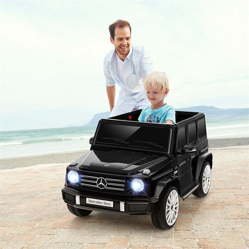 12V Kids Ride-On Car, Licensed Mercedes-Benz G500 Battery Powered Ride-On Truck with Remote Control, Rocking Mode & LED Lights for Child Age 3+