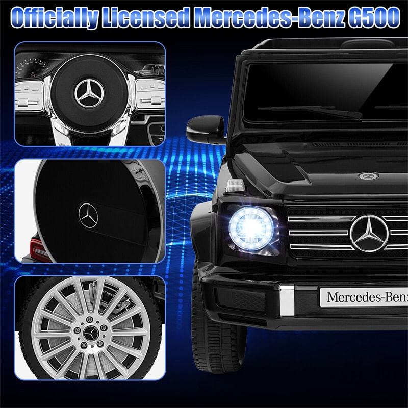 12V Kids Ride-On Car, Licensed Mercedes-Benz G500 Battery Powered Ride-On Truck with Remote Control, Rocking Mode & LED Lights for Child Age 3+