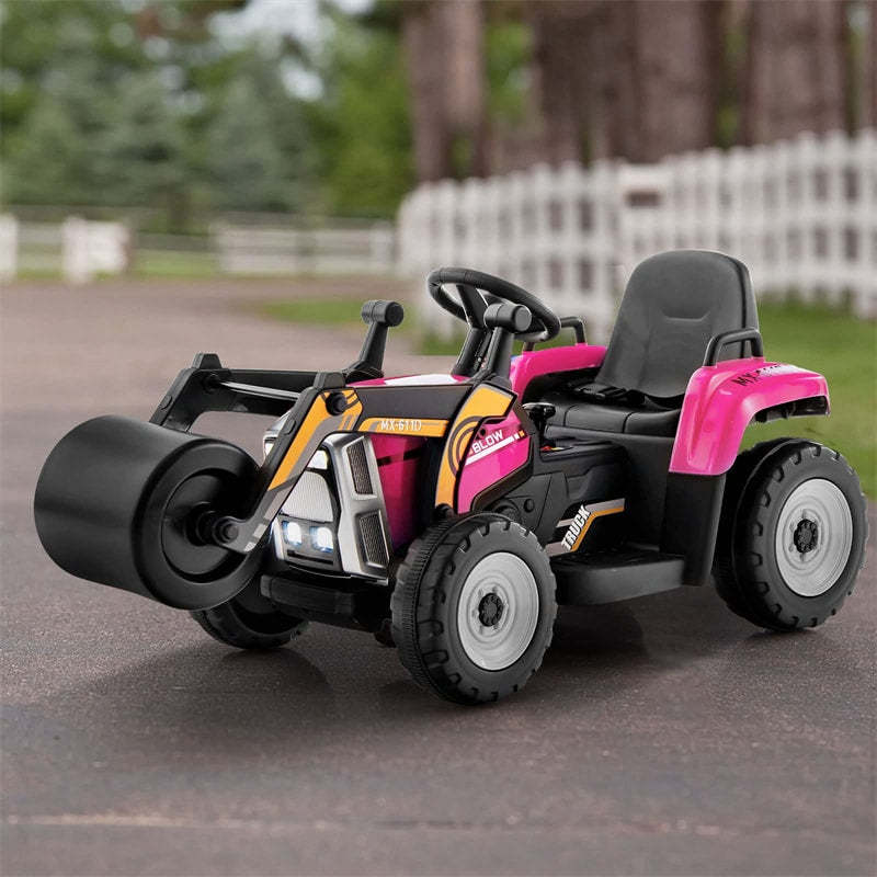 Kids Ride On Road Roller Car 12V Battery Electric Tractor with Remote Control & Adjustable Drum Roller, Ride On Construction Vehicle for Kids