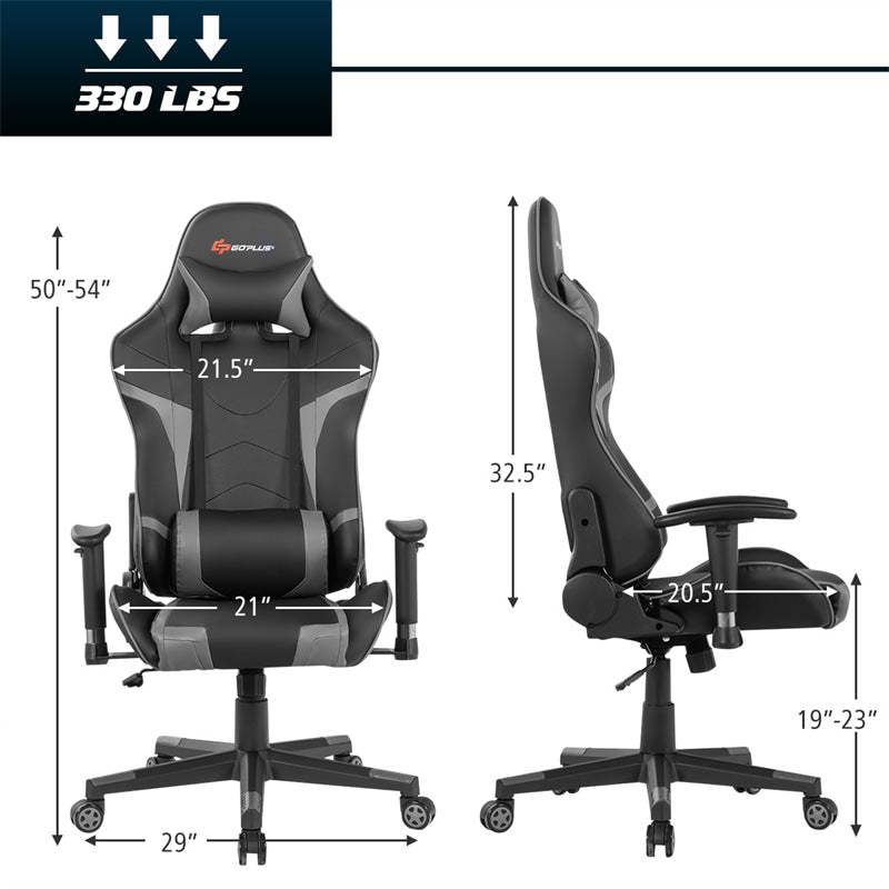 Adjustable Massage Gaming Chair High Back PU Leather Racing Gaming Chair Office Computer Reclining Chair with Lumbar Support