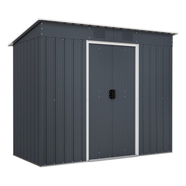 Metal Storage Shed 3.6' x 7.1' Garden Shed Tool House with Floor Base & Lockable Door for Outdoor Patio Backyard Lawn