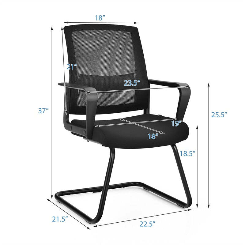 Mid Back Mesh Office Guest Chair Conference Chair with Adjustable Lumbar Support & Upholstered Seat