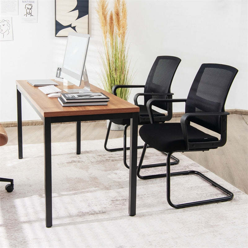 Mid Back Mesh Office Guest Chair Conference Chair with Adjustable Lumbar Support & Upholstered Seat