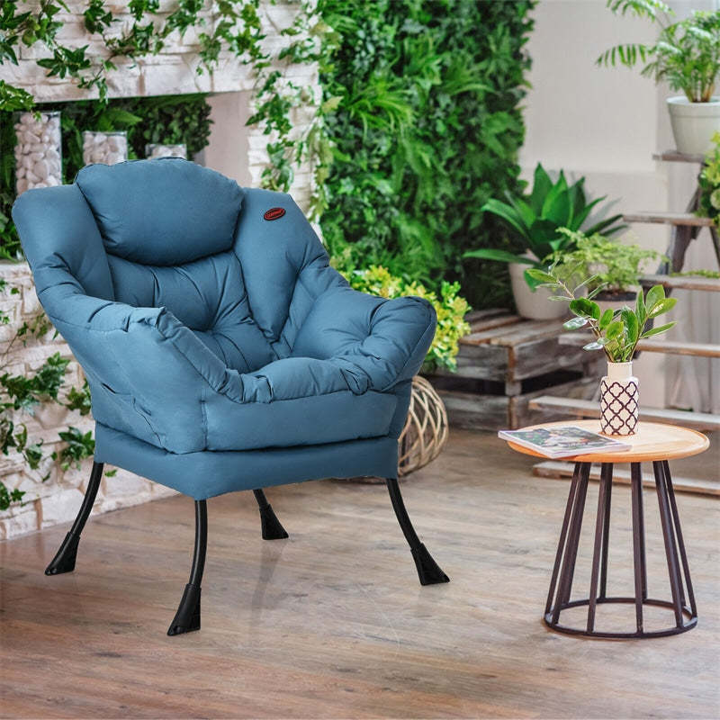 Modern Fabric Lazy Chair Upholstered Accent Sofa Chair Padded Leisure Lounge Armchair with Storage Pocket