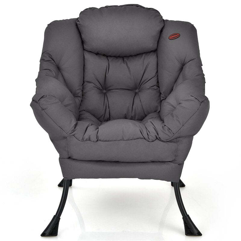 Modern Fabric Lazy Chair Upholstered Accent Sofa Chair Padded Leisure Lounge Armchair with Storage Pocket