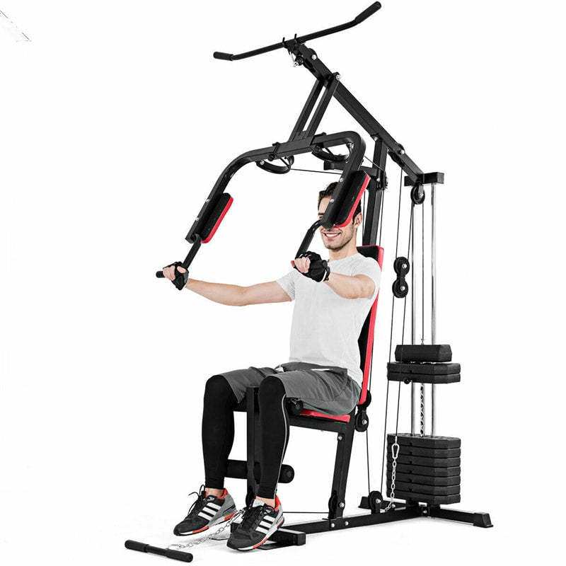Multifunction Home Gym System, Weight Training Exercise Machine with 100lbs Weight Stack, All-in-One Strength Training Equipment for Full Body Workout