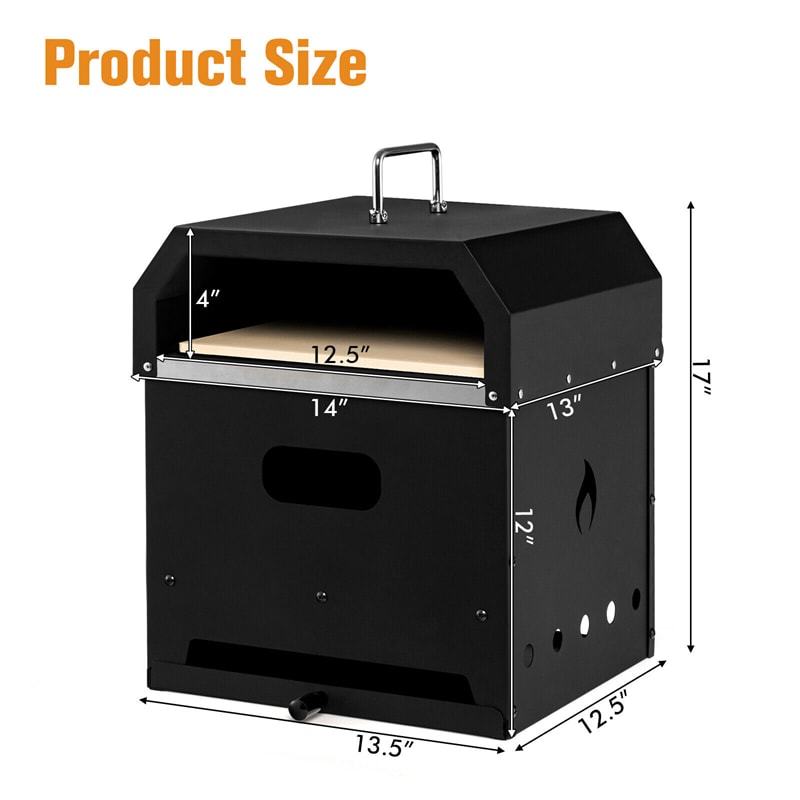 4-in-1 Multipurpose Outdoor Pizza Oven Wood Fired Pizza Oven 2-Layer Detachable Grill Oven & Fire Pit with Pizza Stone, Waterproof Cover for Camping