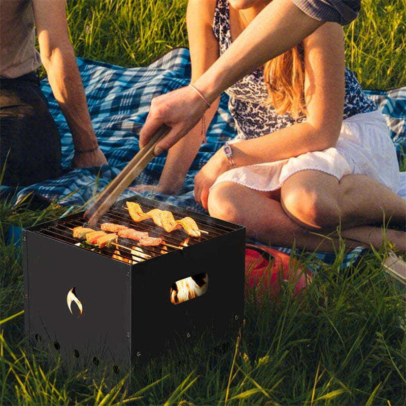 4-in-1 Multipurpose Outdoor Pizza Oven Wood Fired Pizza Oven 2-Layer Detachable Grill Oven & Fire Pit with Pizza Stone, Waterproof Cover for Camping