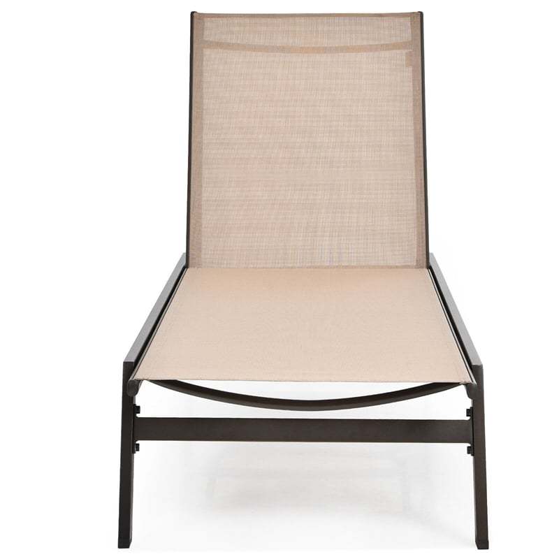 Outdoor Chaise Lounge Chair Reclining Pool Chair with 6-Position Adjustable Backrest
