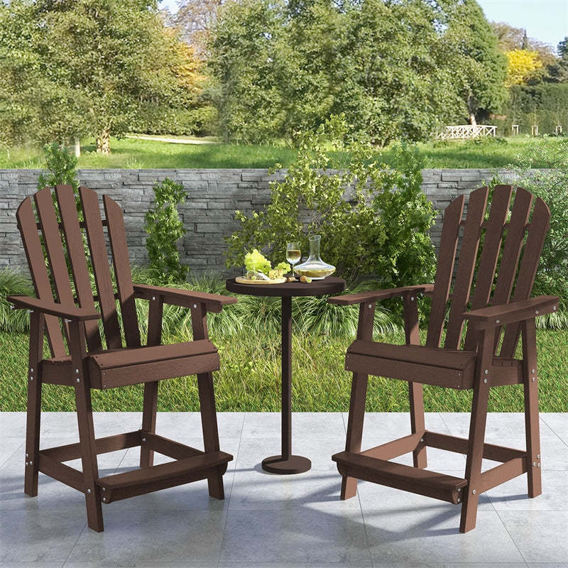 Outdoor HDPE Bar Stool, Tall Adirondack Chair with Armrest & Footrest, Weather-Resistant 47" Counter Height Barstool for Poolside, Patio Garden