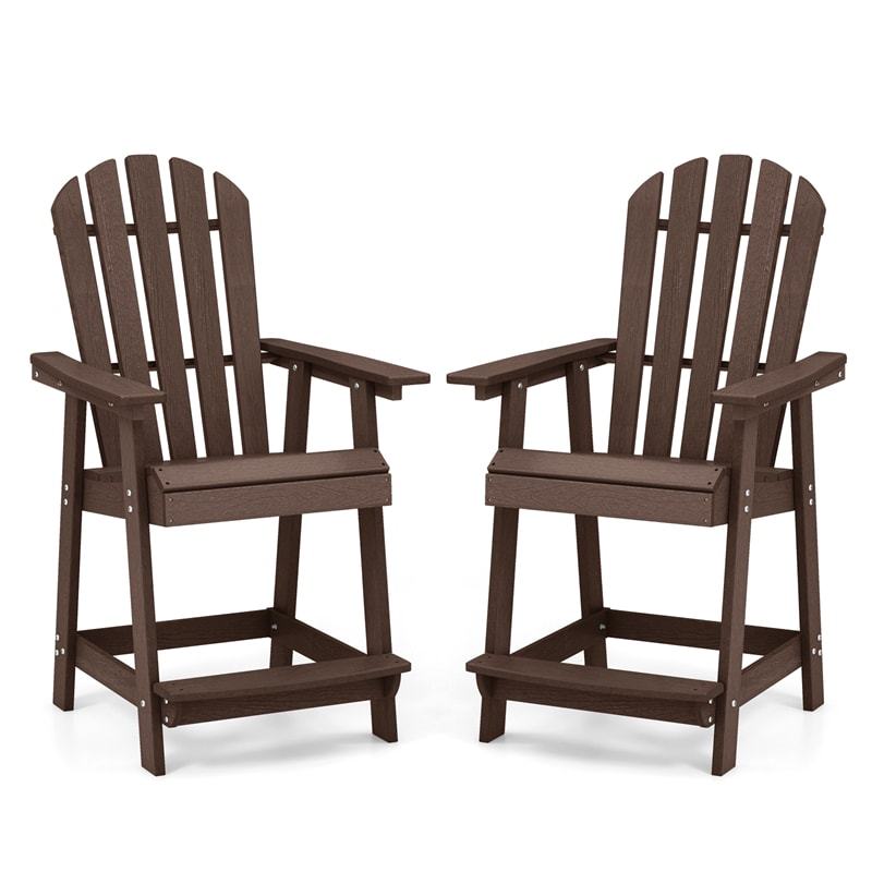 Outdoor HDPE Bar Stool, Tall Adirondack Chair with Armrest & Footrest, Weather-Resistant 47" Counter Height Barstool for Poolside, Patio Garden