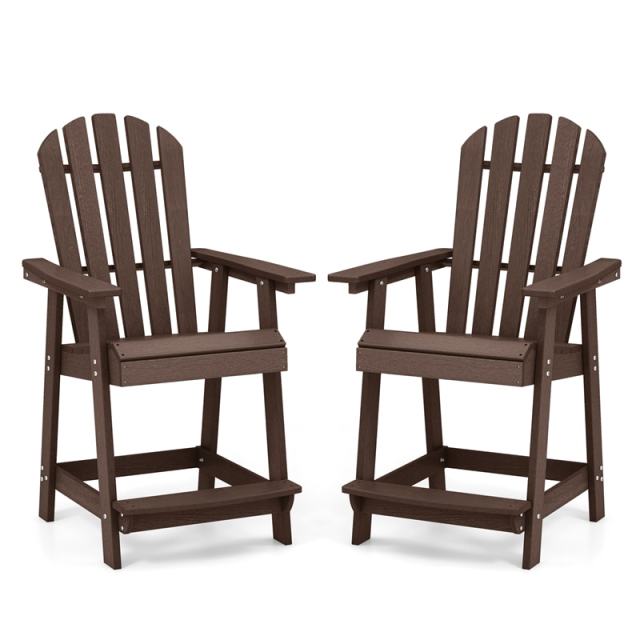 Outdoor HDPE Bar Stool, Tall Adirondack Chair with Armrest & Footrest, Weather-Resistant 47" Counter Height Barstool for Poolside, Patio Garden
