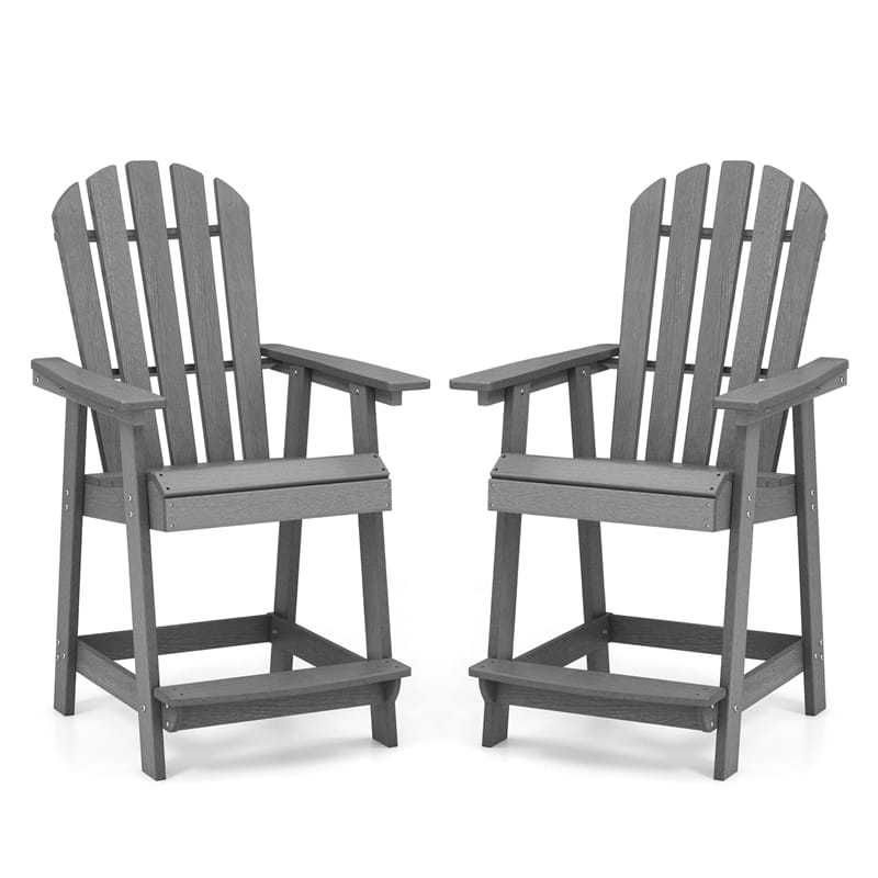 Outdoor HDPE Bar Stool, Tall Adirondack Chair with Armrest & Footrest, Weather-Resistant 47" Counter Height Barstool for Poolside, Patio Garden