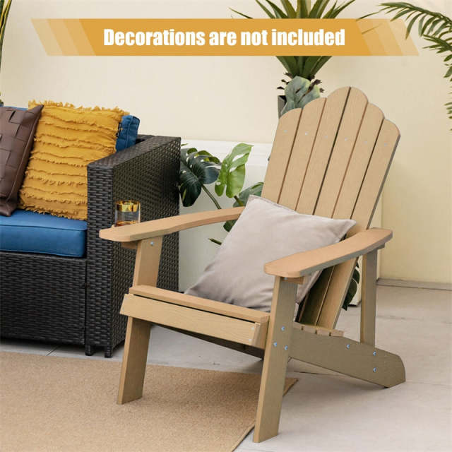 Outdoor HIPS Adirondack Chair, Weather Resistant Wood Fire Pit Chair with Hidden Cup Holder & 380 LBS Capacity for Patio, Backyard, Garden