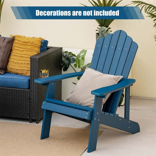 Outdoor HIPS Adirondack Chair, Weather Resistant Wood Fire Pit Chair with Hidden Cup Holder & 380 LBS Capacity for Patio, Backyard, Garden