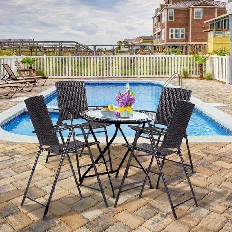 Bestoutdor 4 Pcs Patio Rattan Folding Dining Chairs