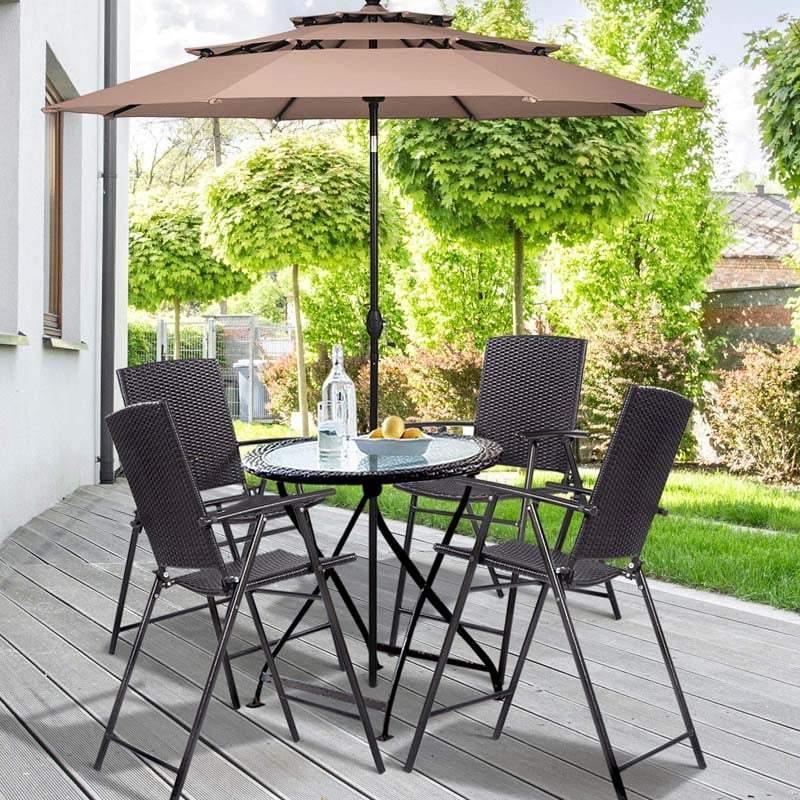 Bestoutdor 4 Pcs Patio Rattan Folding Dining Chairs