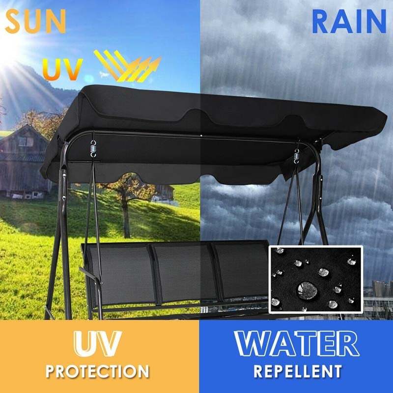 3-Person Outdoor Patio Swing with Adjustable Canopy & Steel Frame, Weather-resistant Porch Swing Bench for Garden, Yard, Poolside, Balcony