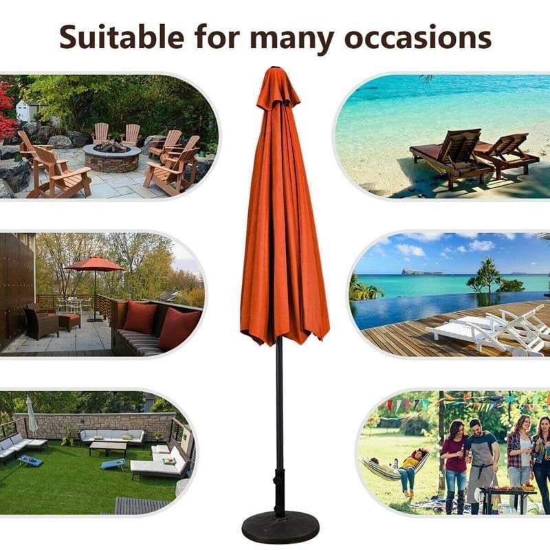 10FT Patio Umbrella Outdoor 6 Ribs Steel Market Table Umbrella with Push Button Tilt & Crank for Garden Backyard Deck Pool
