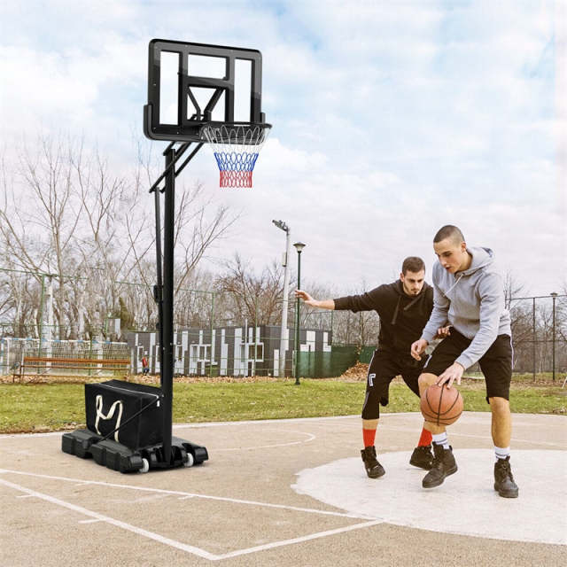 Portable Basketball Hoop, 8-10Ft Height Adjustable Basketball Goal Stand System with 44" Shatterproof Backboard & Weight Bag for Indoor Outdoor Use