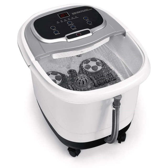 Foot Spa Bath Massager with Heat, Portable Pedicure Foot Spa Tub w/ Motorized Rollers, Shiatsu Massage, Temp Control, Adjustable Shower for Home