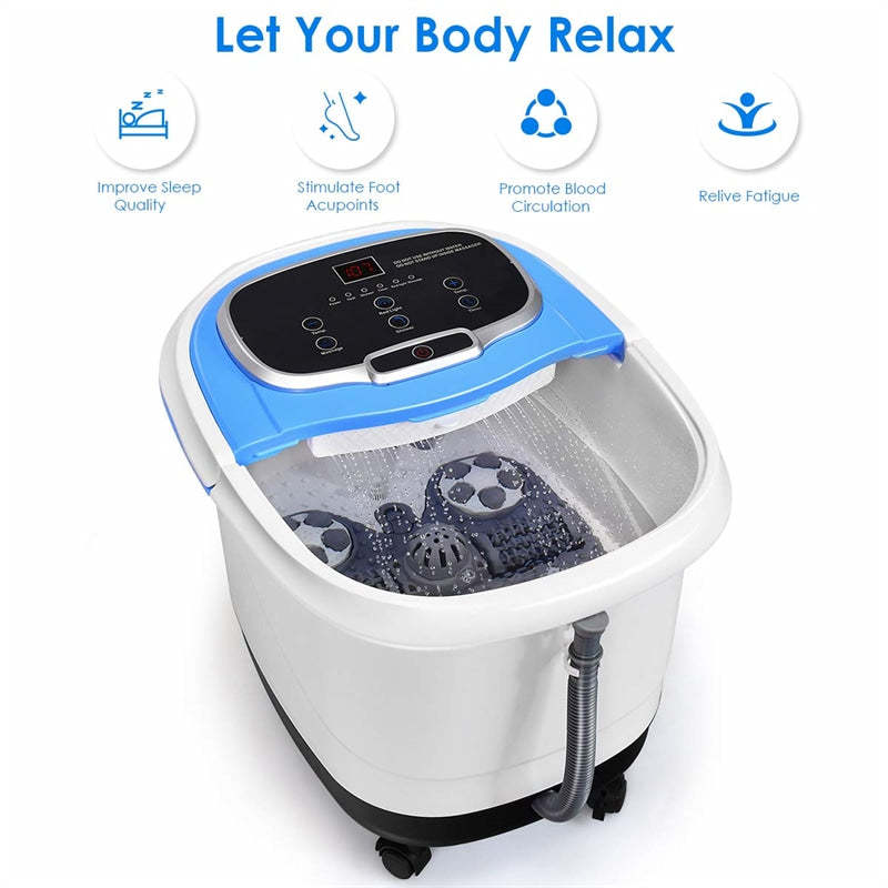 Foot Spa Bath Massager with Heat, Portable Pedicure Foot Spa Tub w/ Motorized Rollers, Shiatsu Massage, Temp Control, Adjustable Shower for Home
