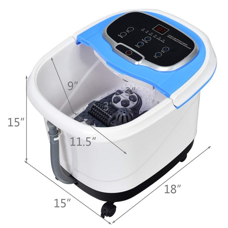Foot Spa Bath Massager with Heat, Portable Pedicure Foot Spa Tub w/ Motorized Rollers, Shiatsu Massage, Temp Control, Adjustable Shower for Home