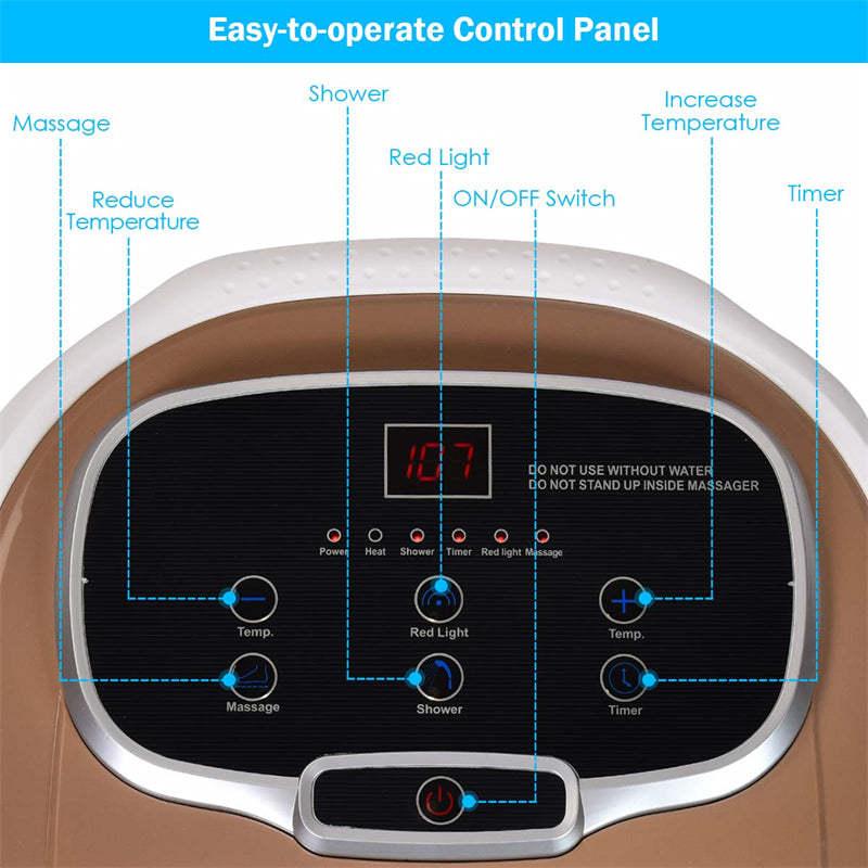 Foot Spa Bath Massager with Heat, Portable Pedicure Foot Spa Tub w/ Motorized Rollers, Shiatsu Massage, Temp Control, Adjustable Shower for Home