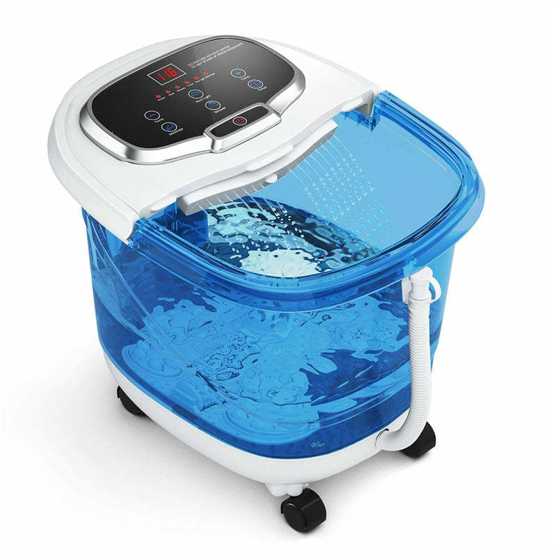 Foot Spa Bath Massager with Heat, Portable Pedicure Foot Spa Tub w/ Motorized Rollers, Shiatsu Massage, Temp Control, Adjustable Shower for Home