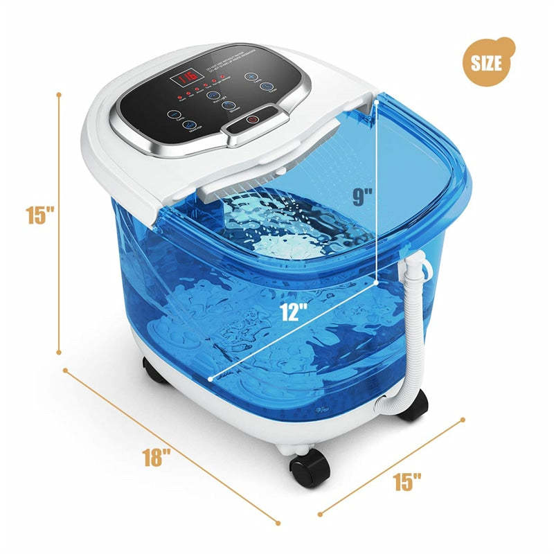 Foot Spa Bath Massager with Heat, Portable Pedicure Foot Spa Tub w/ Motorized Rollers, Shiatsu Massage, Temp Control, Adjustable Shower for Home