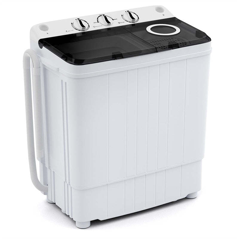 Portable Washing Machine 17.6 lbs Compact Twin Tub Laundry Washer Spin Dryer with Drain Pump, Control Knobs, Timer Function for Apartment Dorm RV