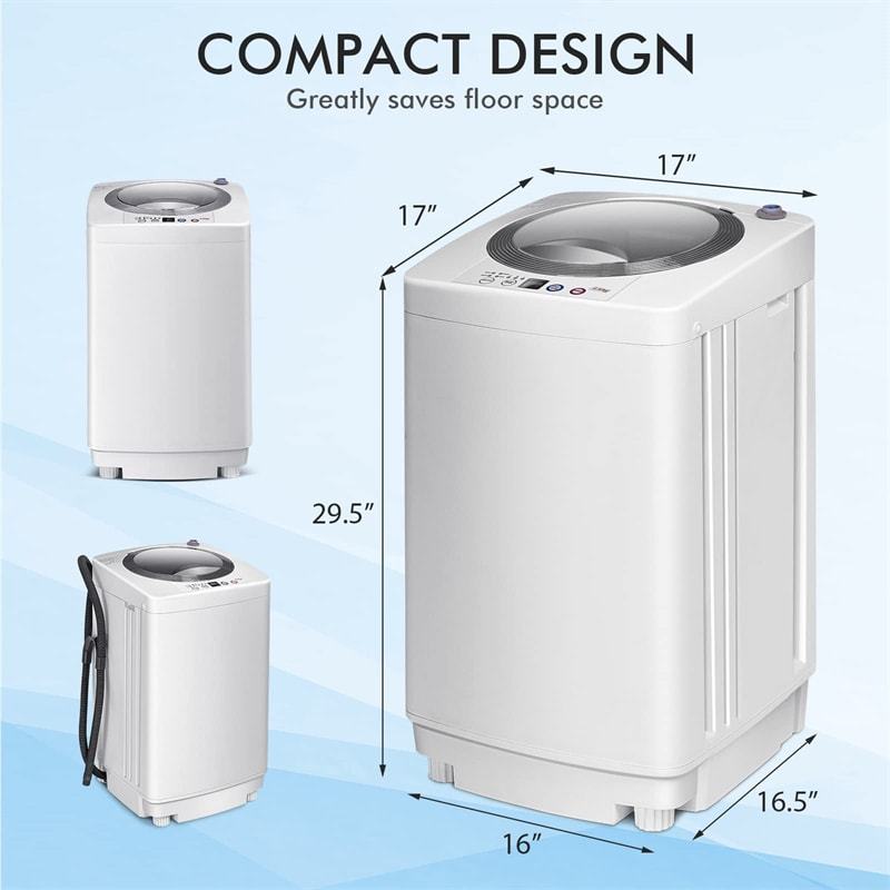 Portable Washing Machine, Full-Automatic Washer & Spin Dryer Combo with Built-in Pump Drain, 8Lbs Capacity Compact Laundry Washer for Apartments, RVs